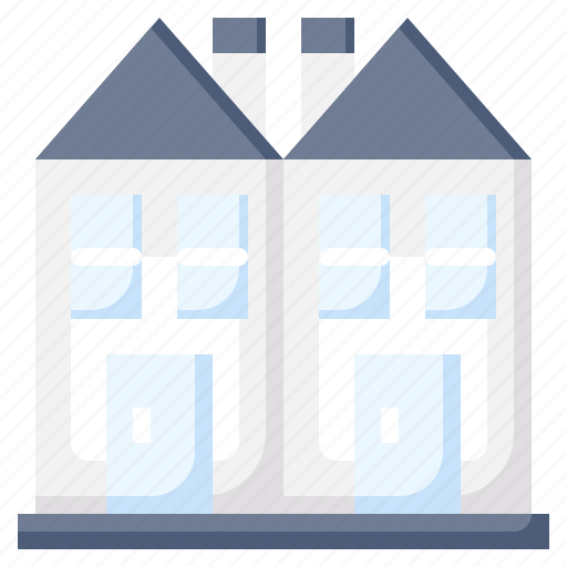 Semi, detached, real, estate, construction, architecture, and icon - Download on Iconfinder