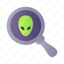 search, alien, extraterrestial, magnifying, glass