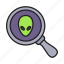 search, alien, extraterrestial, magnifying, glass 
