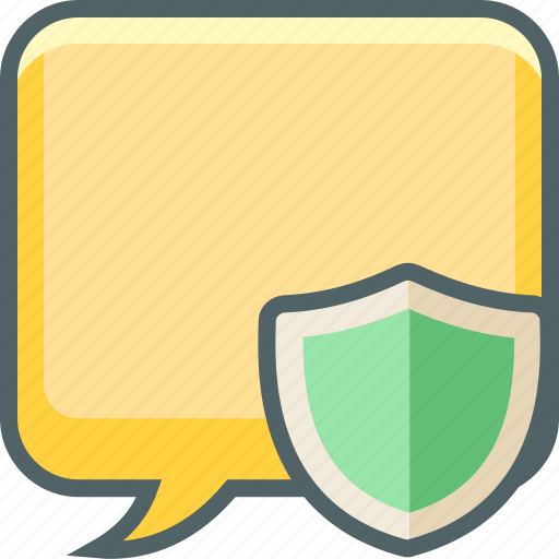 Bubble, message, shield, square, communication, protection, secure icon - Download on Iconfinder