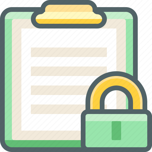 Board, clip, lock, paper, protection, safe, secure icon - Download on Iconfinder