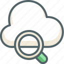 cloud, search, forecast, glass, magnifier, weather, zoom 