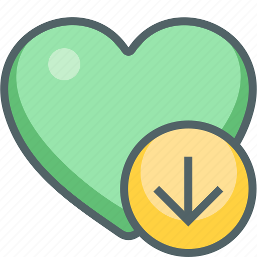 Arrow, down, heart, direction, download, favorite, navigation icon - Download on Iconfinder