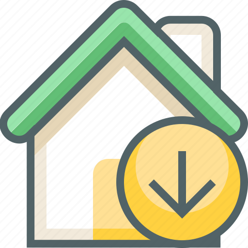 Arrow, down, house, building, direction, estate, navigation icon - Download on Iconfinder