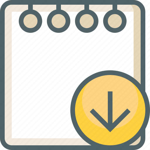 Arrow, down, note, direction, download, paper, receive icon - Download on Iconfinder