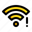 alert, connection, notification, problem, signal, wifi, wireless 