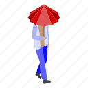 boy, cartoon, family, isometric, red, umbrella, woman