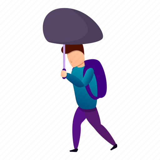 Boy, flower, school, umbrella, under, wind icon - Download on Iconfinder