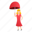 fashion, red, umbrella, woman, blonde, party 