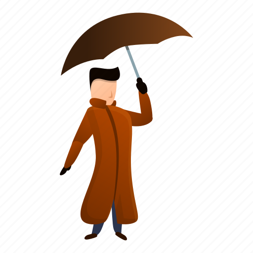 Brown, coat, fashion, man, retro, umbrella icon - Download on Iconfinder