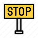 stop, board, construction, sign, building