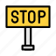 stop, board, construction, sign, building 