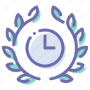 badge, deadline, fast, time, wreath