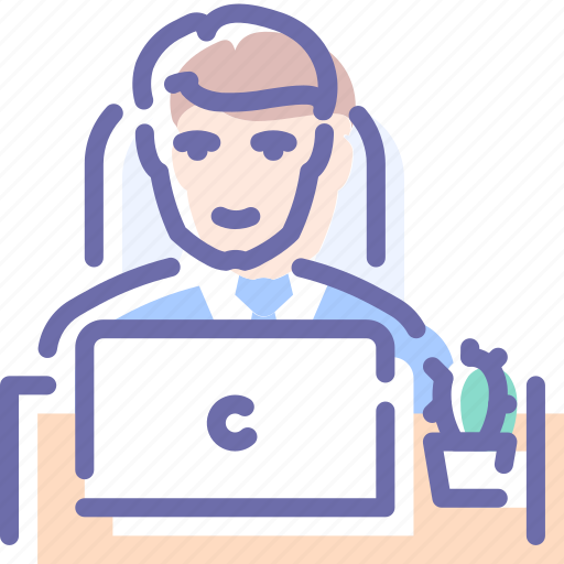 Employee, man, office, table icon - Download on Iconfinder