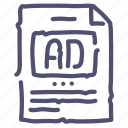 ad, advertise, advertisement, article, post, text