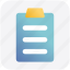 clipboard, file, page, paper, pencil, sheet 