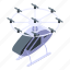 car, driverless, flying, futuristic, helicopter, isometric, taxi 
