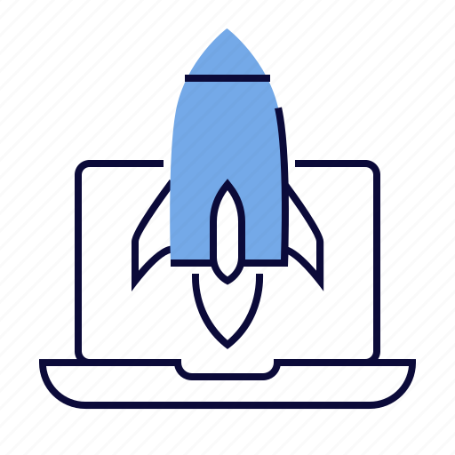 Startup, rocket, laptop, project launch, start business icon - Download on Iconfinder