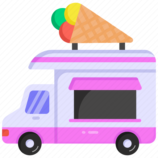 Ice cream truck, ice cream van, dessert van, lorry, food vehicle icon - Download on Iconfinder
