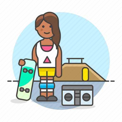Boombox, female, ghettoblaster, park, radio, skate, skateboard icon - Download on Iconfinder