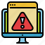 alert, browser, computer, signal, warning 