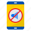 smartphone, mobilephone, user, interface, no, sound, mute 