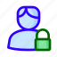 locked, male, padlock, user 