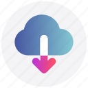 arrow, cloud, download, interface, user 