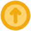 arrow, circle, interface, up, upload, user 
