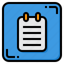 notepad, document, file, paper, button