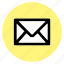 cricle, email, envelope, mail, message, round, user interface 