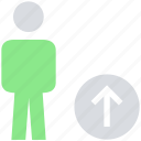 male, people, person, stand, up arrow, uploading, user 