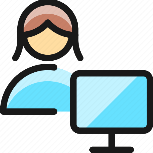 Monitor, single, woman, actions icon - Download on Iconfinder