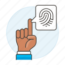 close, hand, biometric, up, index, user, identification, fingerprint, finger