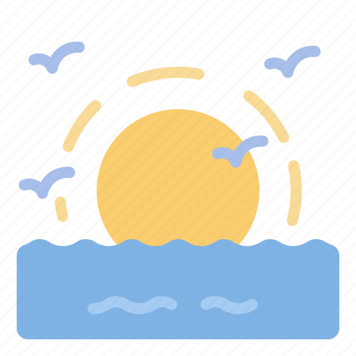 Beach, bird, ocean, sea, sun, sunset icon - Download on Iconfinder