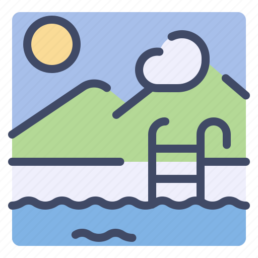 Cloud, landscape, mountain, panorama, pool, sun, swimming icon - Download on Iconfinder