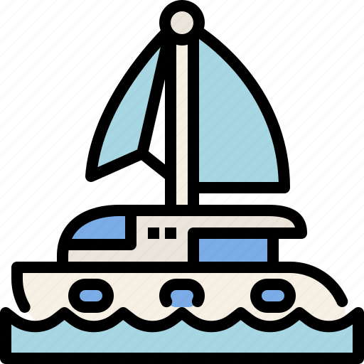 Boat, catamaran, holiday, summer, tourism, travel, vacation icon - Download on Iconfinder