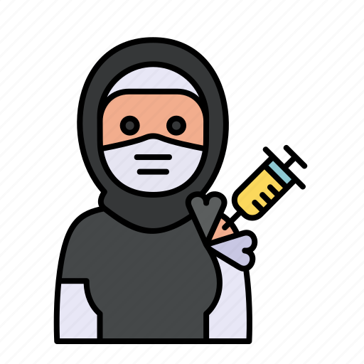 Hijab, avatar, user, woman, vaccine, vaccination icon - Download on Iconfinder
