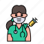 medic, doctor, woman, avatar, vaccine, vaccination 