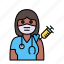 medic, doctor, woman, avatar, vaccine, vaccination 