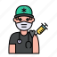 paramedic, man, avatar, vaccine, vaccination 