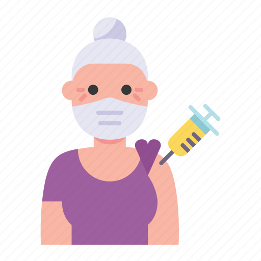 Woman, elder, avatar, vaccine, vaccination icon - Download on Iconfinder