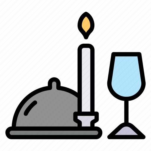 Dinner, glass, fire, restaurant, dish, party, candle icon - Download on Iconfinder