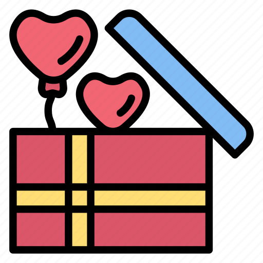 Valentine, heart, love, gift, balloon, box, day icon - Download on Iconfinder