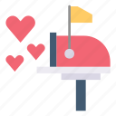love, mailbox, heart, letter, mail, message, valentine, post, box