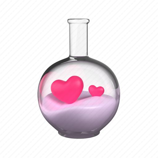 Love potion, glass bottle, valentine potion, romantic potion, chemistry, love chemistry, valentine day 3D illustration - Download on Iconfinder