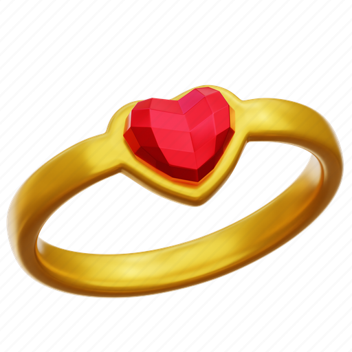 Heart, ring, love, diamond, valentine 3D illustration - Download on Iconfinder