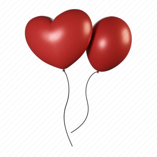 Balloon, love, romance, valentine, heart, couple 3D illustration - Download on Iconfinder