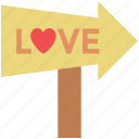 direction, directional arrow, love milepost, love signpost, romantic