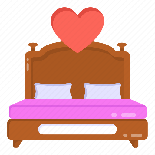Bedroom, bed, honeymoon, wedding room, couple bedroom icon - Download on Iconfinder